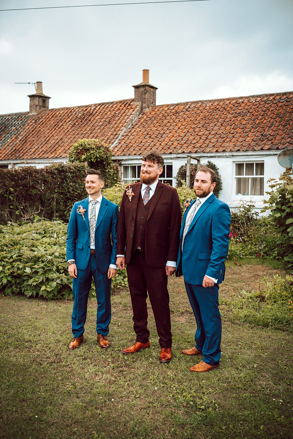 Groom Burgundy Red Suit Pattern Tie Blue Groomsmen Suit Alternative Scottish Wedding Northern Aye Photography