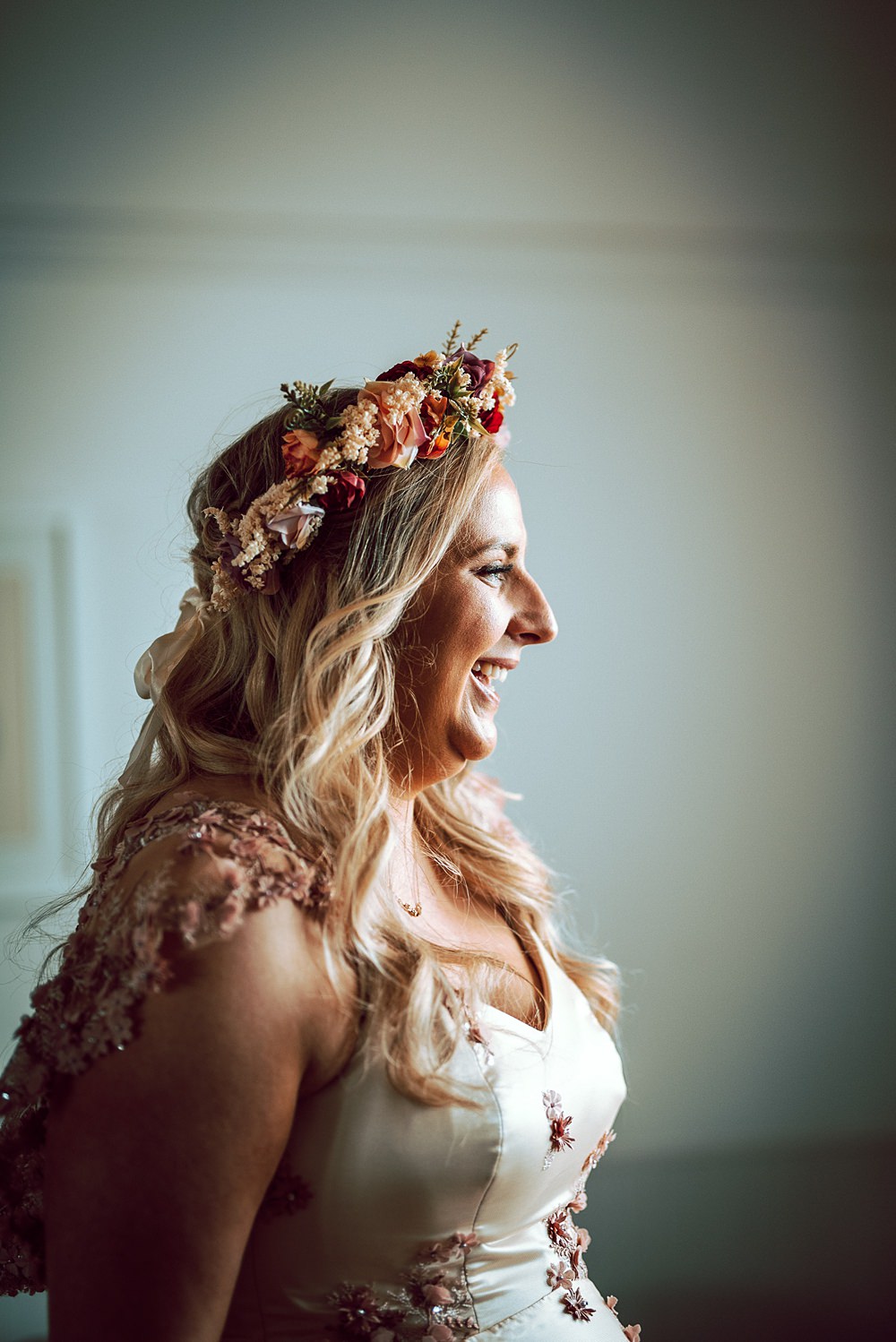 Bride Bridal Colourful Flower Crown Alternative Scottish Wedding Northern Aye Photography