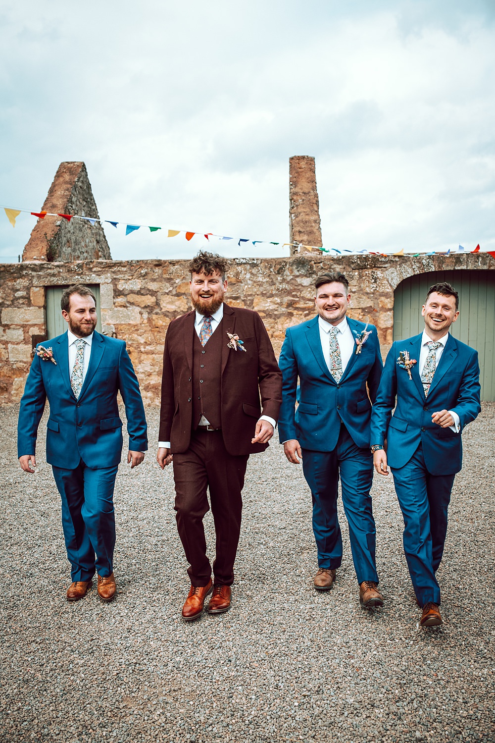 Groom Burgundy Red Suit Pattern Tie Blue Groomsmen Suit Alternative Scottish Wedding Northern Aye Photography