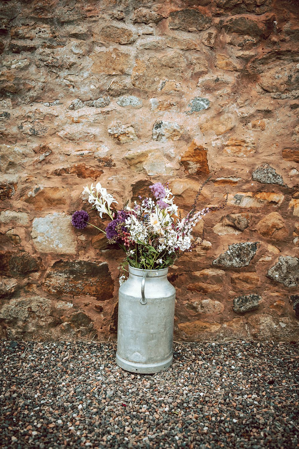 Milk Churn Flowers Wild Alternative Scottish Wedding Northern Aye Photography