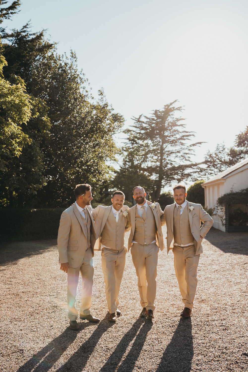 Groom Groomsmen Beige Suit Beaconside House Wedding Amy Chapple Photography