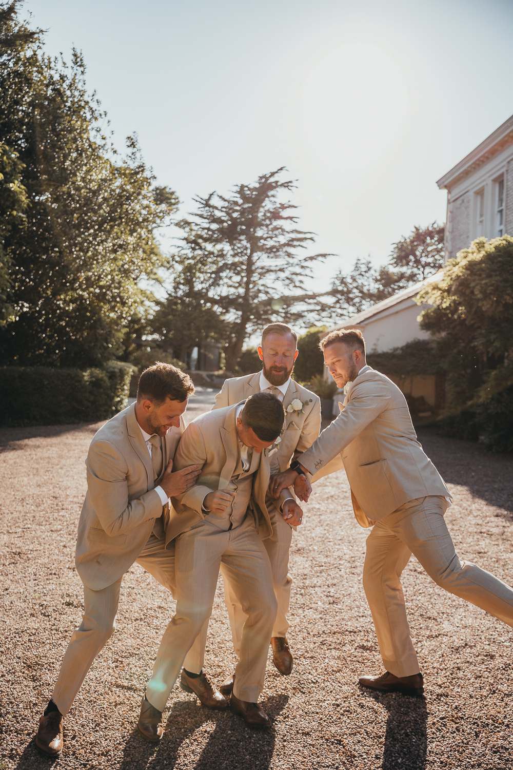 Groom Groomsmen Beige Suit Beaconside House Wedding Amy Chapple Photography