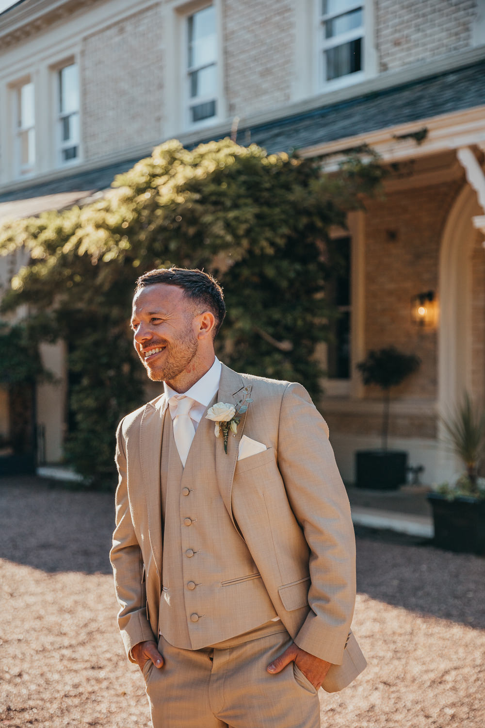 Groom Groomsmen Beige Suit Beaconside House Wedding Amy Chapple Photography