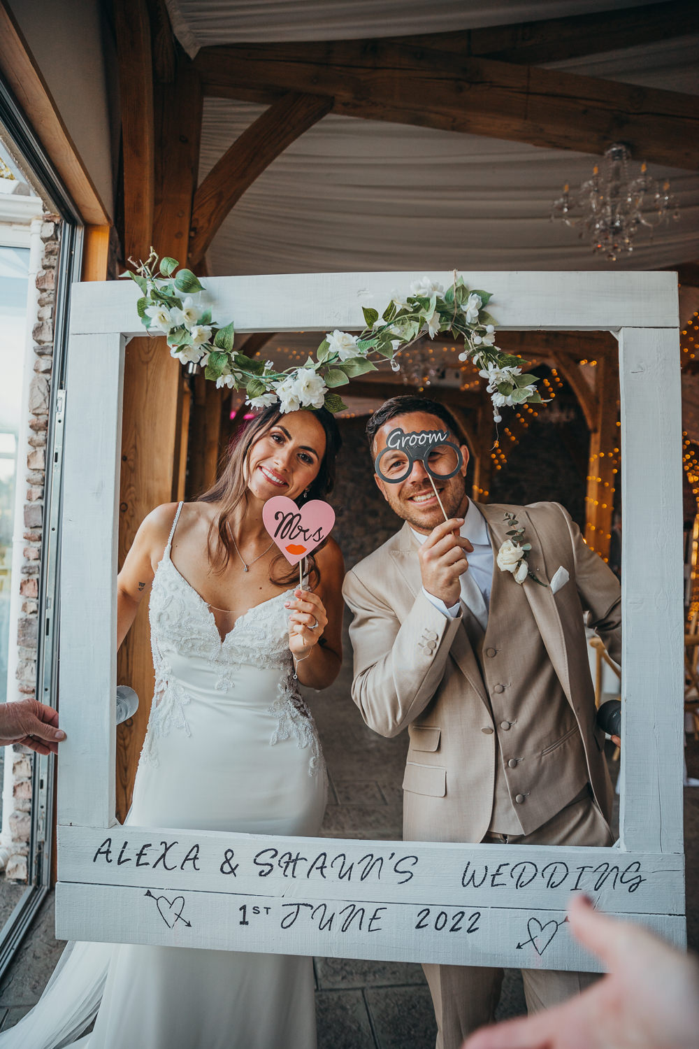 Cut Out Photo Frame Photobooth Backdrop Beaconside House Wedding Amy Chapple Photography