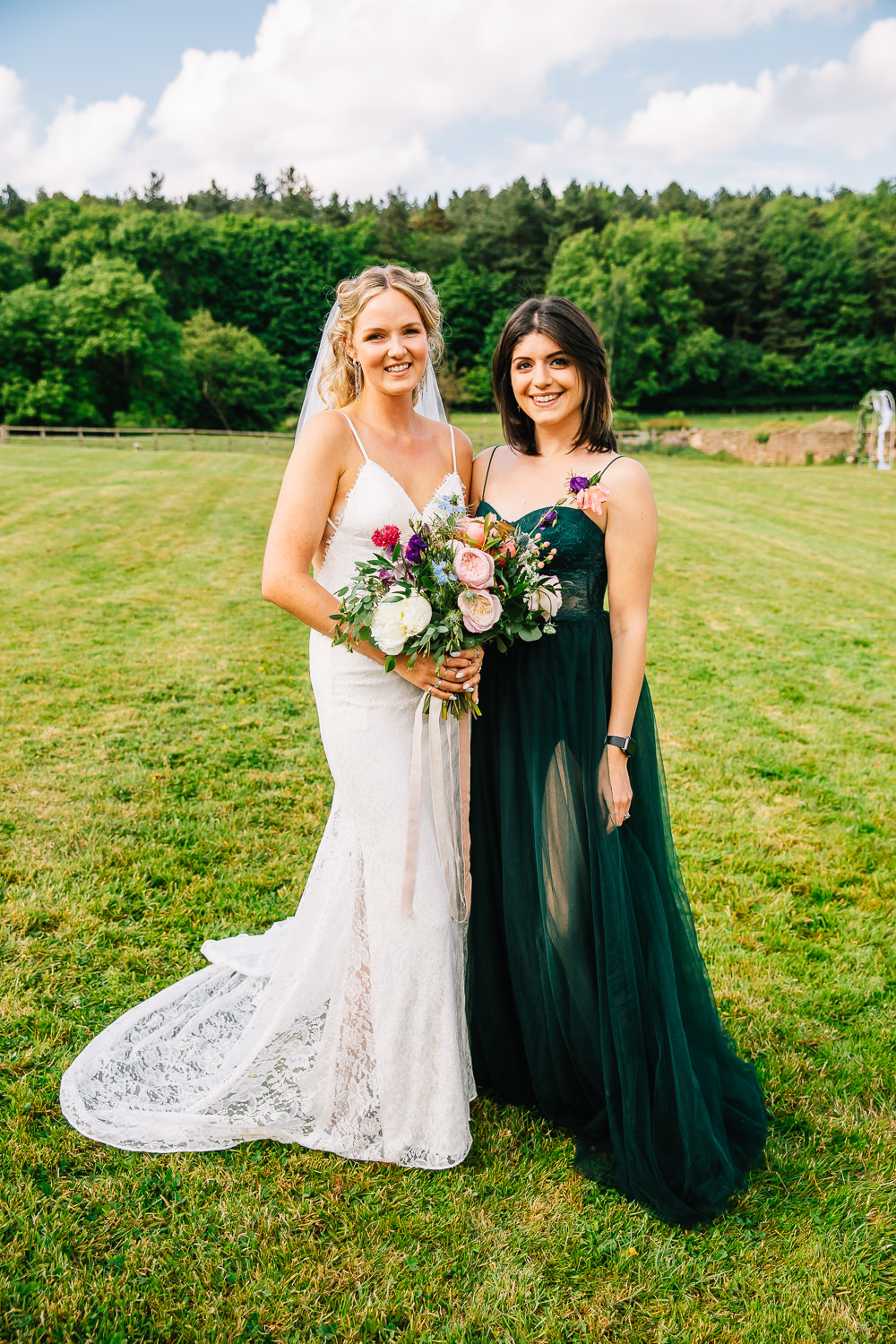 Long Green Bridesmaid Dress Beauvale Priory Wedding Lisa Marie Halliday