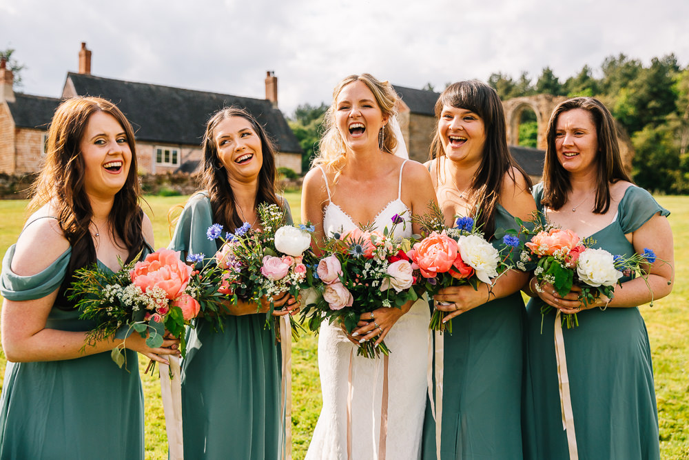 Mini Green Bridesmaids Dress Beauvale Priory Wedding Lisa Marie Halliday