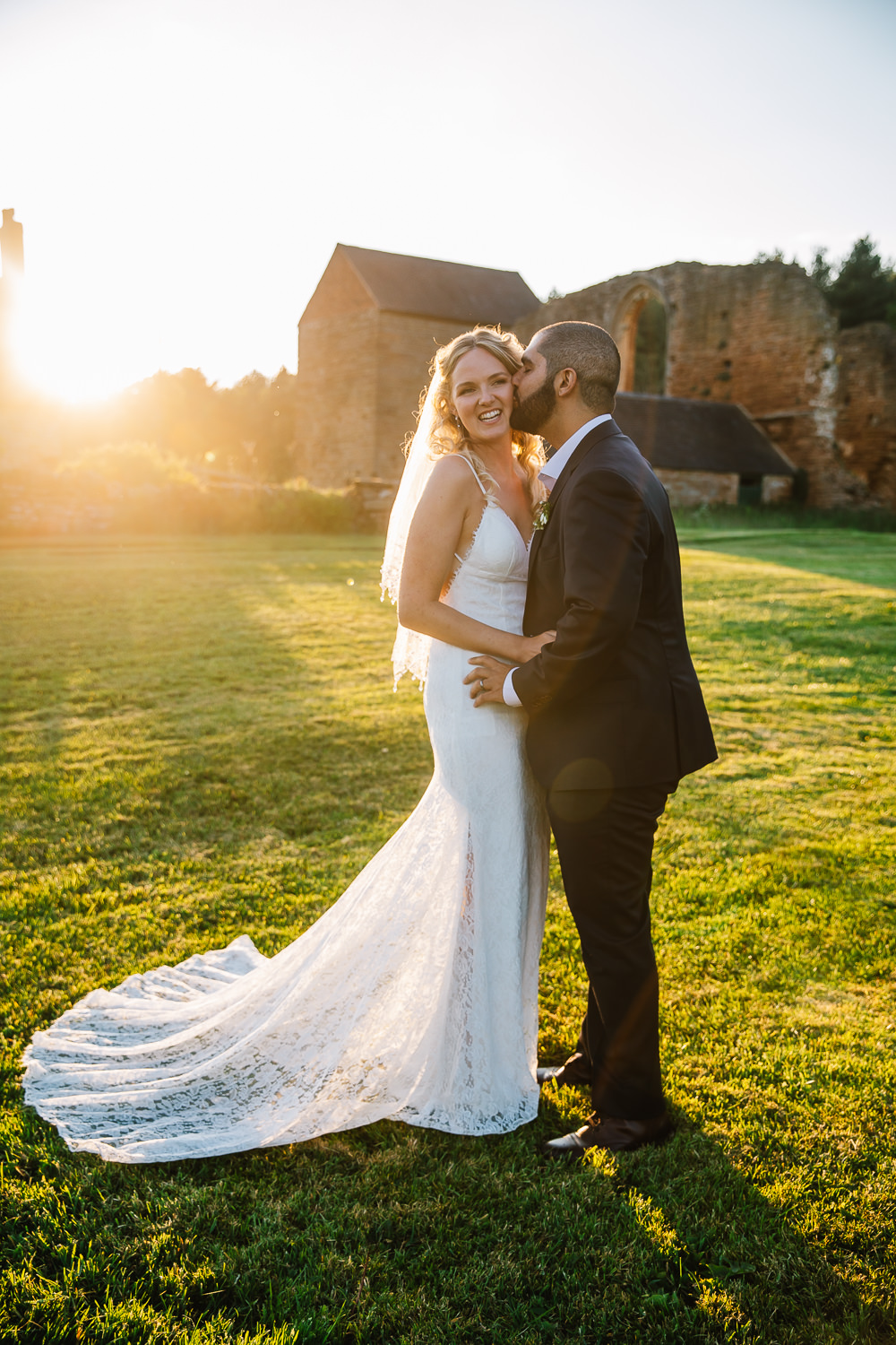 Dress Gown Bride Bridal Lace Train Beauvale Priory Wedding Lisa Marie Halliday