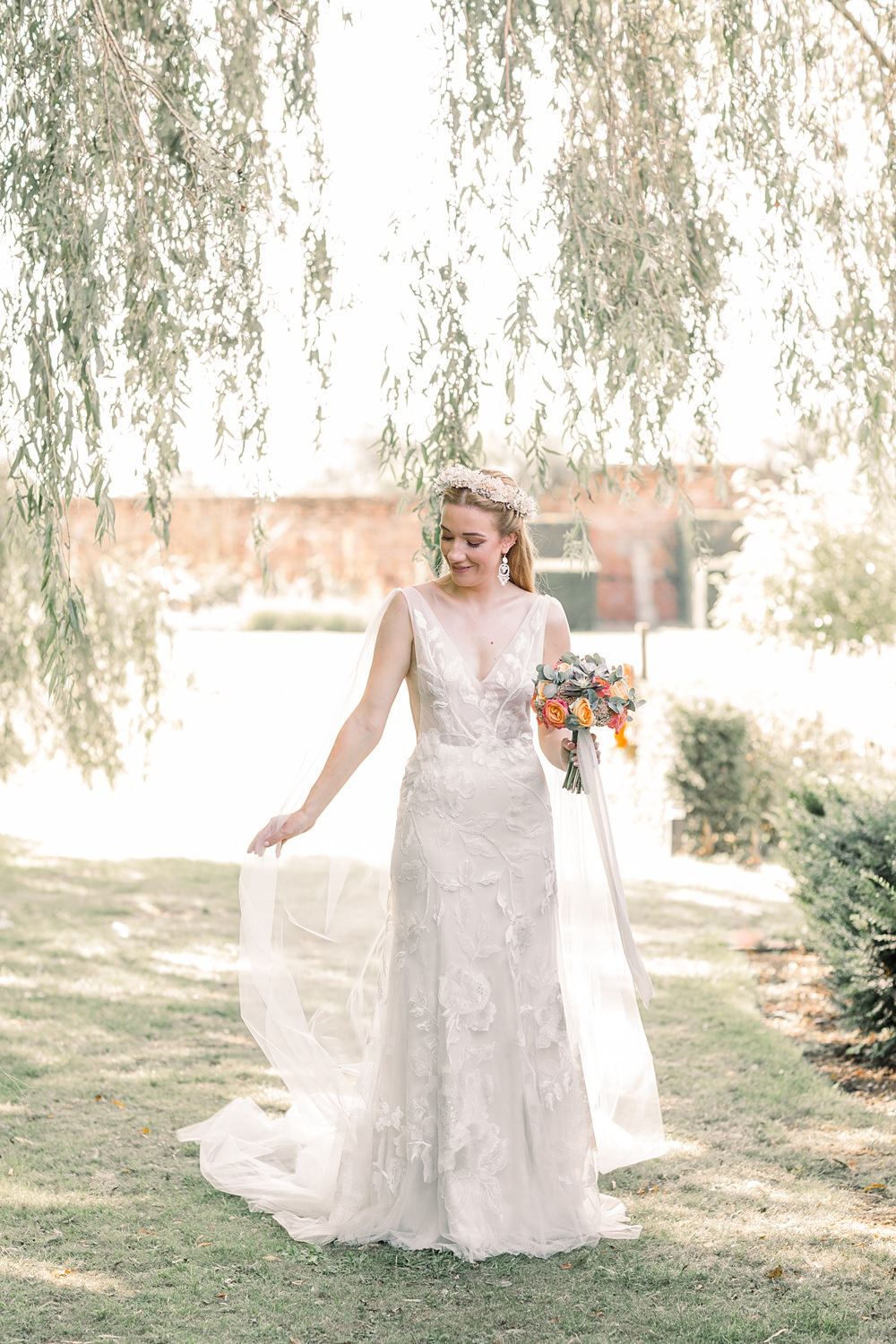 Dress Gown Bride Bridal Leaf Applique Watters Boho Rustic Barn Wedding Terri & Lori