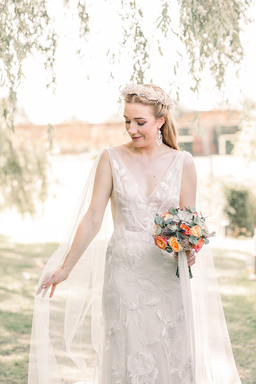Dress Gown Bride Bridal Leaf Applique Watters Boho Rustic Barn Wedding Terri & Lori