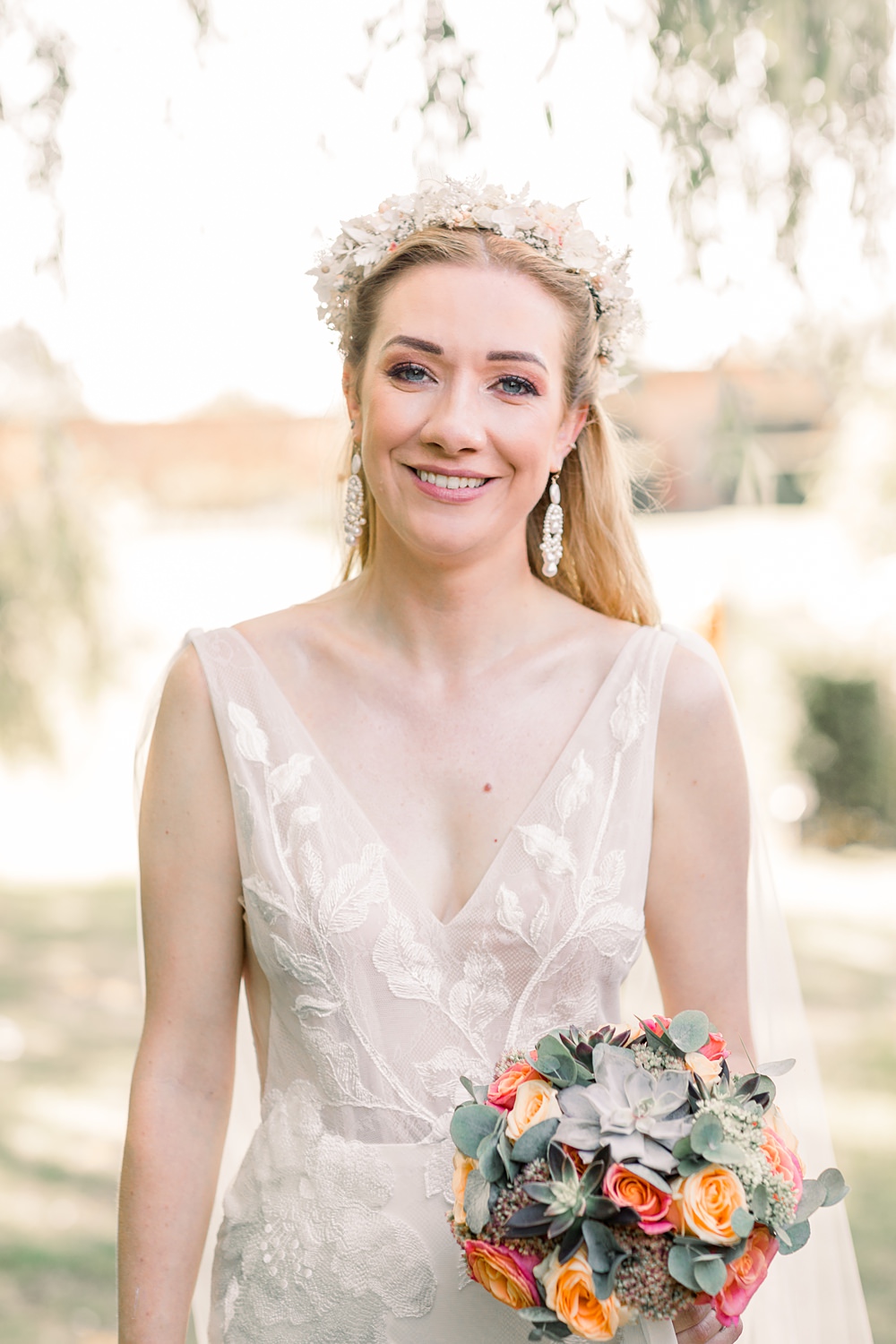 Bride Bridal Flower Crown Boho Rustic Barn Wedding Terri & Lori