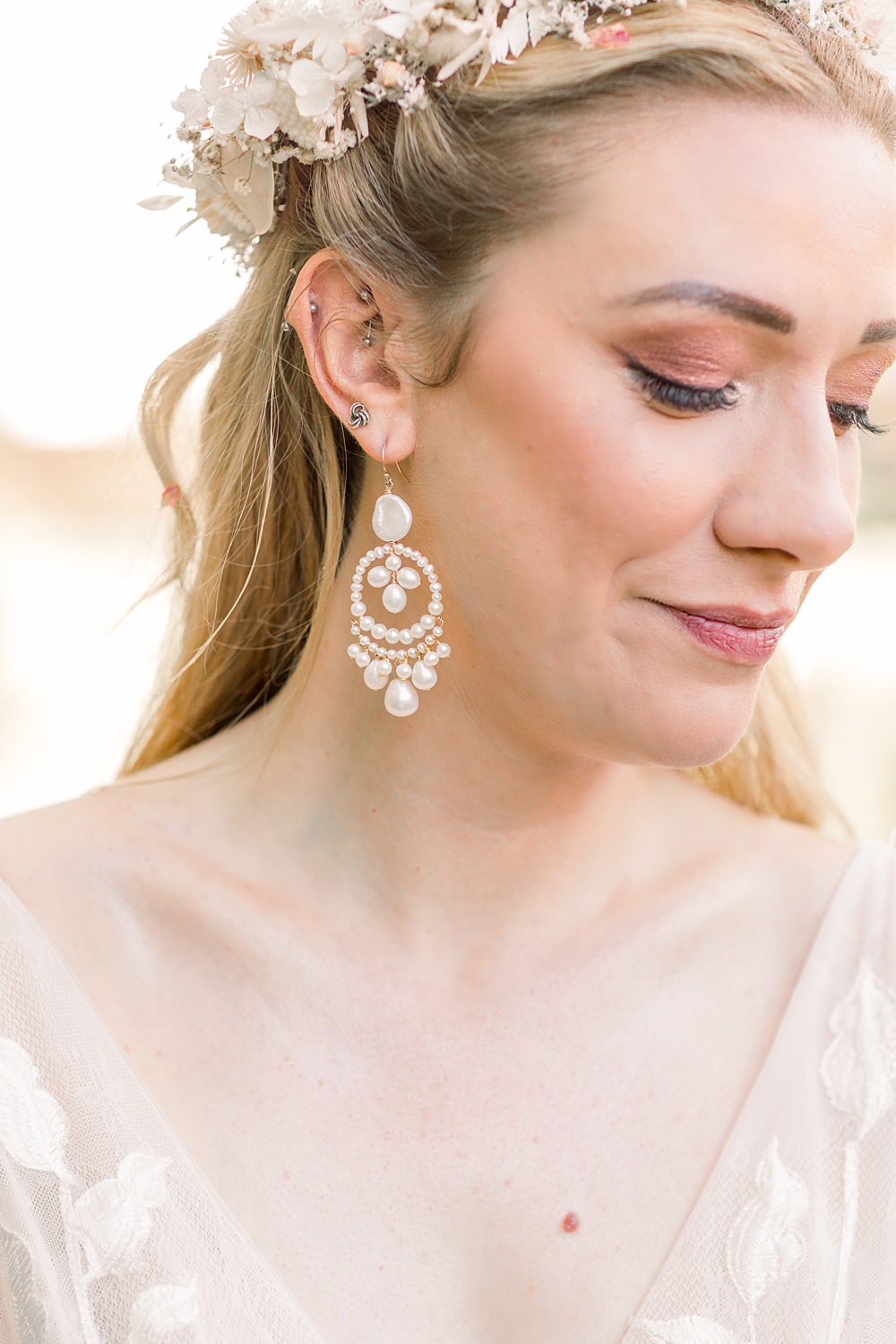Bride Bridal Flower Crown Make Up Earrings Boho Rustic Barn Wedding Terri & Lori
