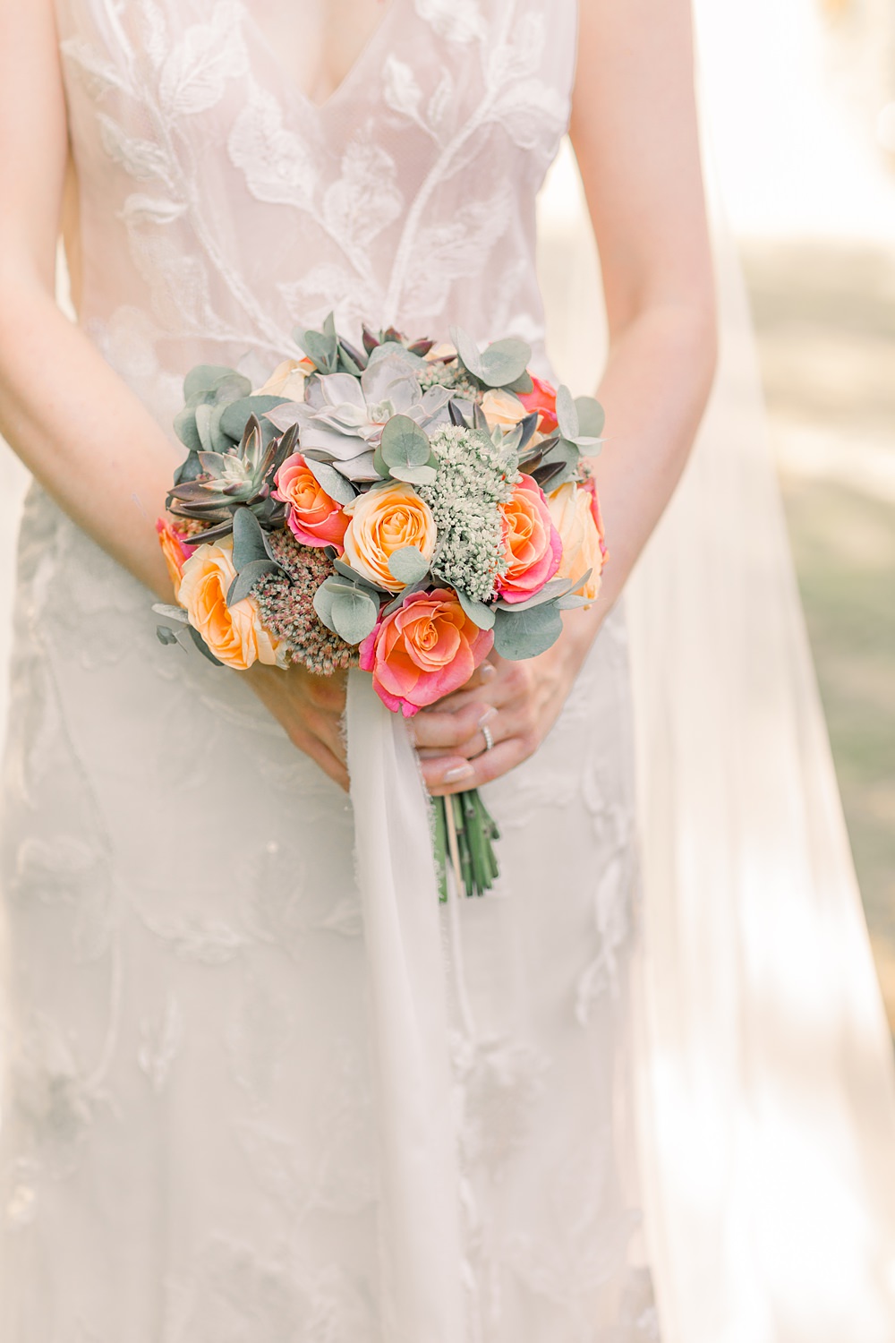Bouquet Flowers Bride Bridal Orange Rose Succulent Boho Rustic Barn Wedding Terri & Lori