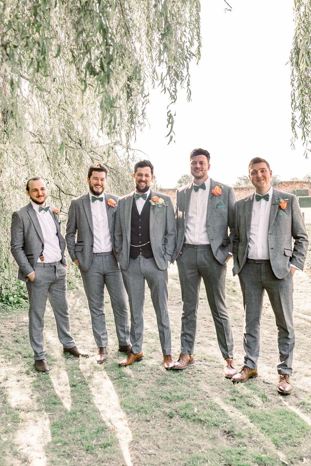 Groom Grey Suit Waistcoat Bow Tie Groomsmen Boho Rustic Barn Wedding Terri & Lori