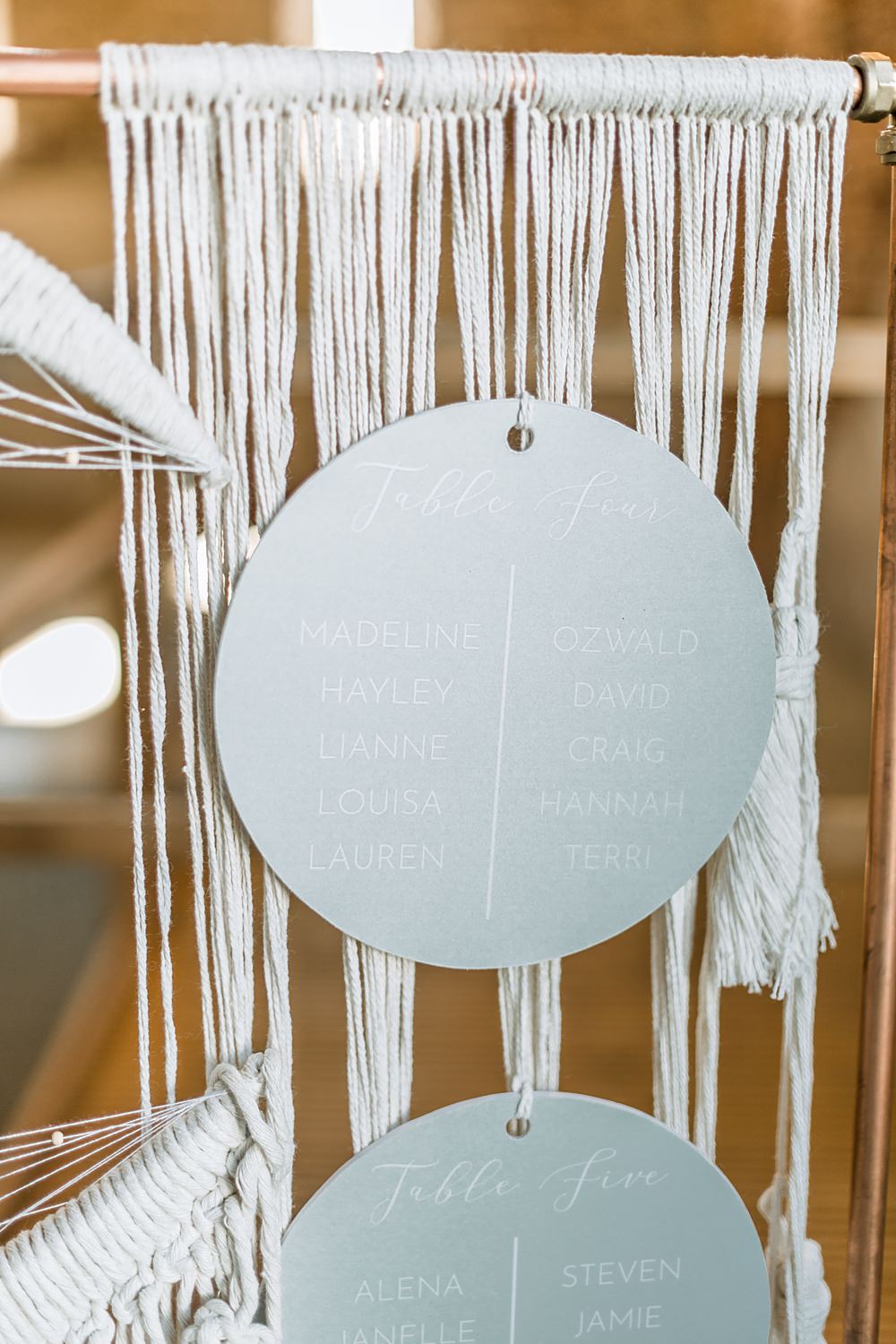 Macrame Dreamcatcher Table Plan Boho Rustic Barn Wedding Terri & Lori