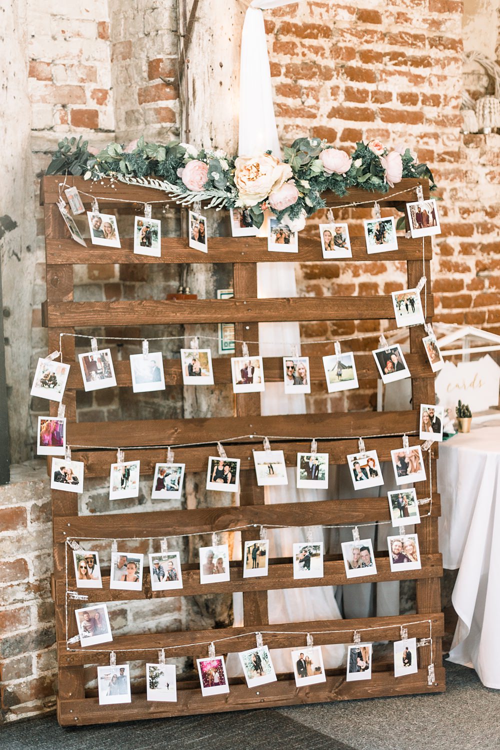 Wooden Pallet Photo Wall Boho Rustic Barn Wedding Terri & Lori
