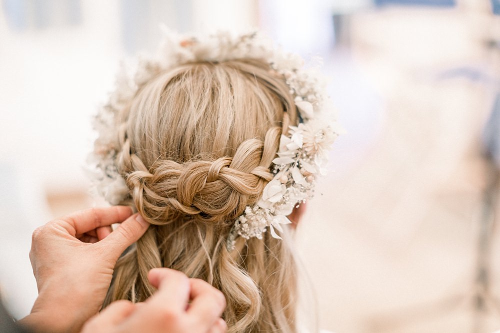 Bride Bridal Braid Hairstyle Boho Rustic Barn Wedding Terri & Lori