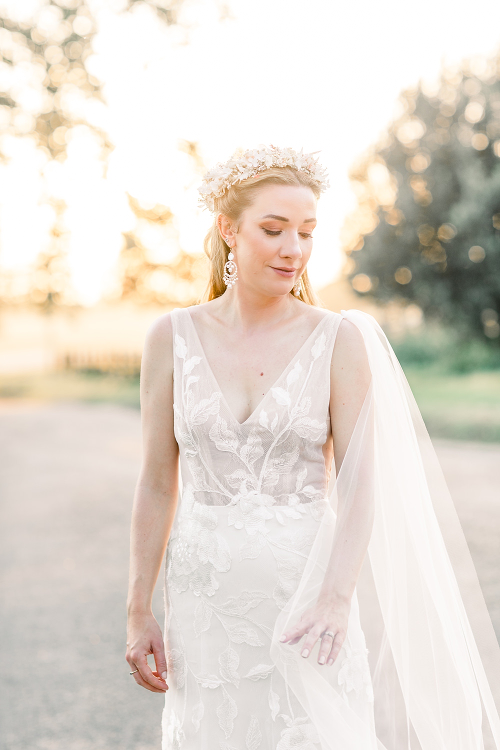 Dress Gown Bride Bridal Leaf Applique Watters Boho Rustic Barn Wedding Terri & Lori