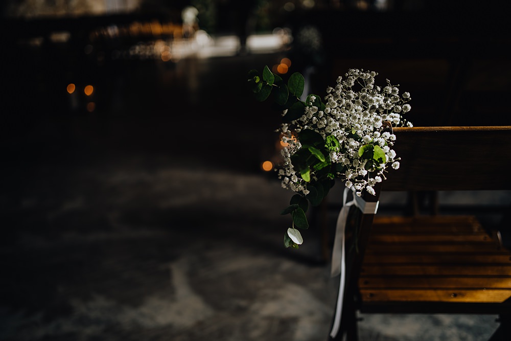 Pew End Flowers Chair Aisle Ceremony Falside Mill Wedding Martin Venherm Photography