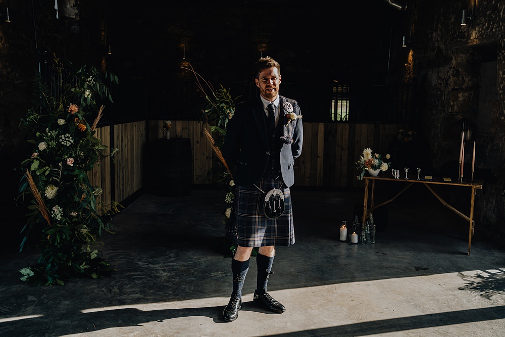 Groom Kilt Falside Mill Wedding Martin Venherm Photography