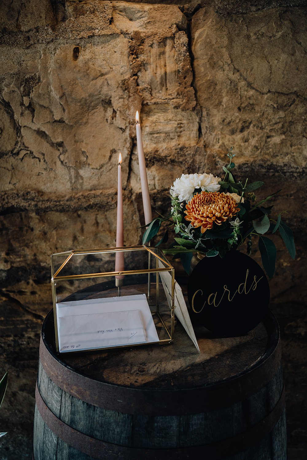 Glass Card Box Falside Mill Wedding Martin Venherm Photography
