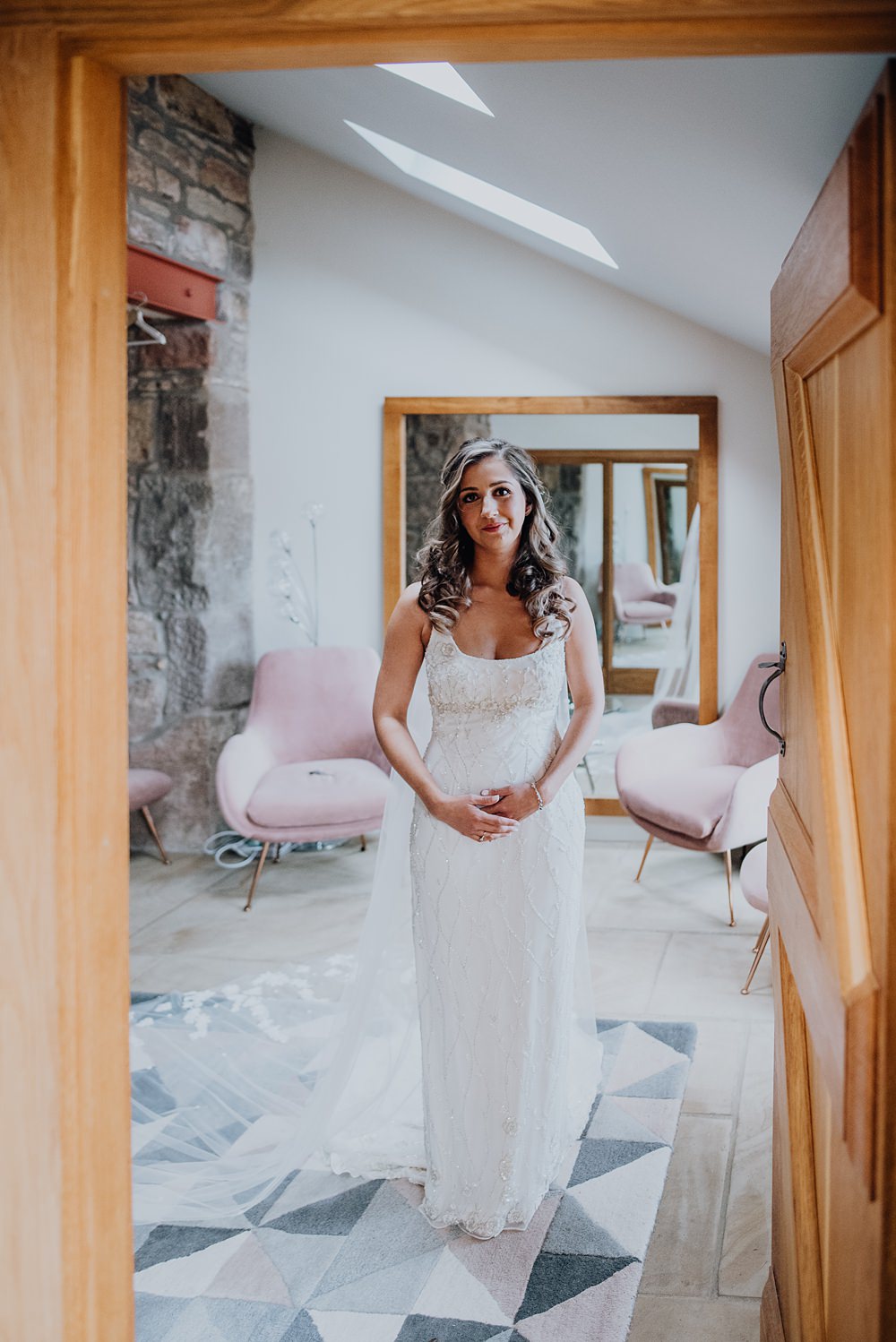 Dress Gown Bride Bridal Lace Veil Falside Mill Wedding Martin Venherm Photography