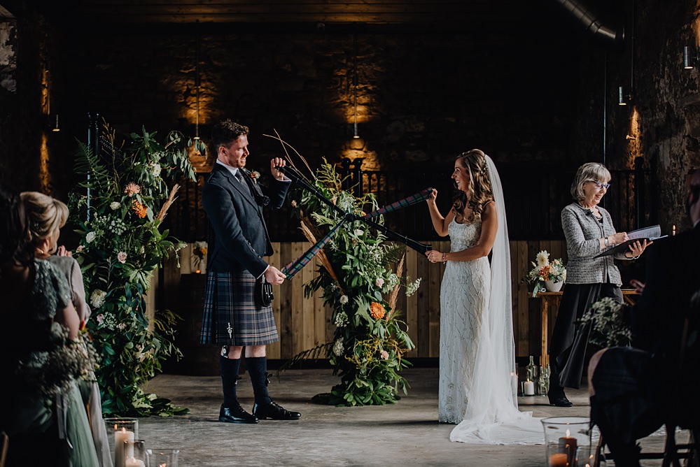 Aisle Ceremony Flowers Arch Installation Falside Mill Wedding Martin Venherm Photography