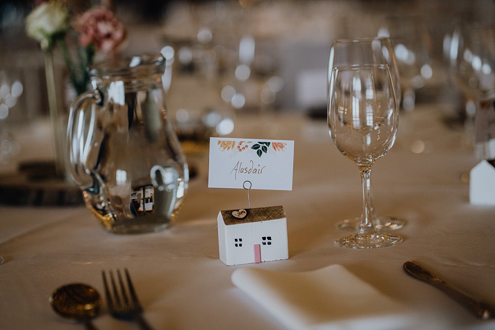 Floral Place Card Falside Mill Wedding Martin Venherm Photography