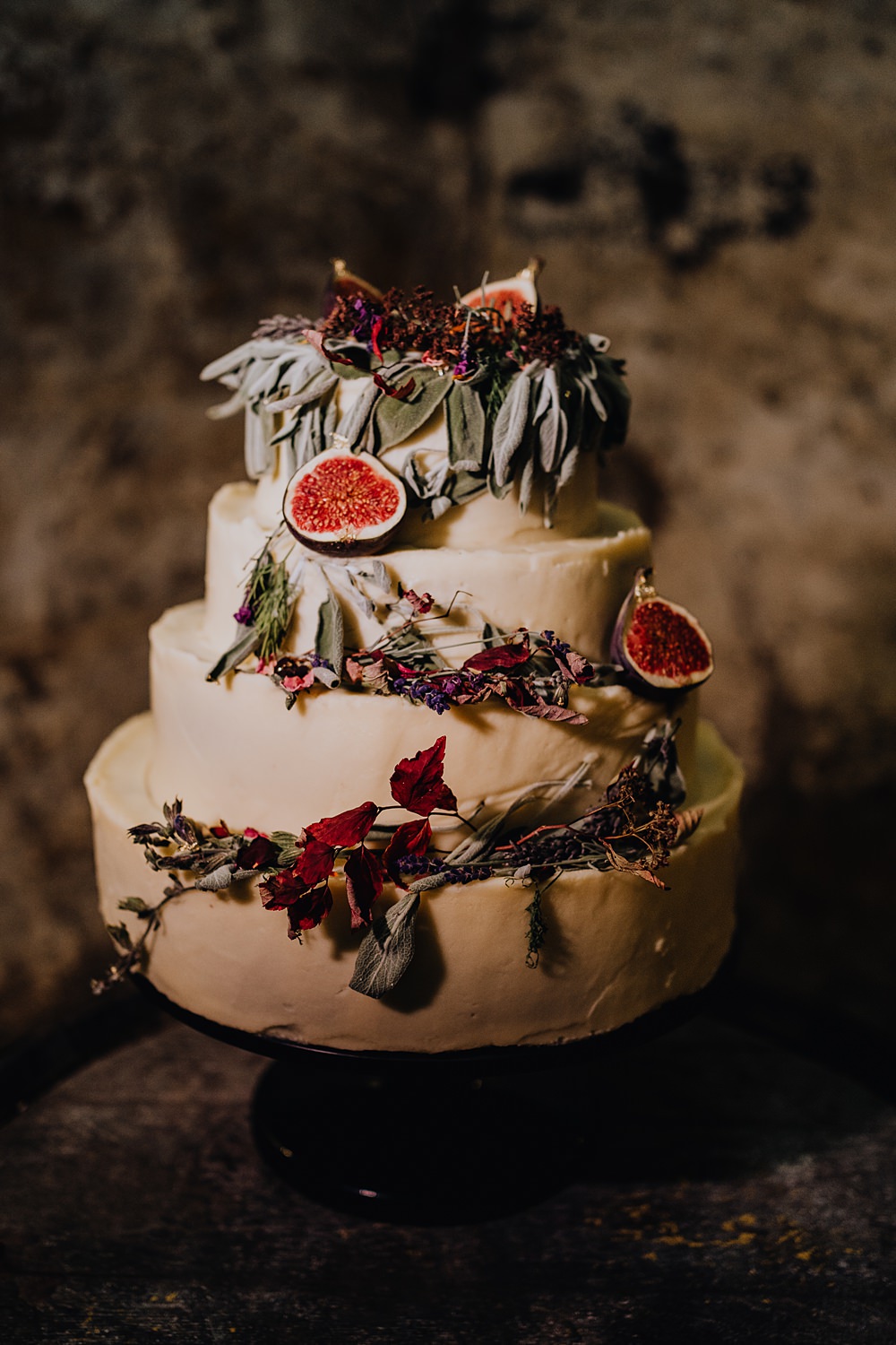 Buttercream Cake Greenery Figs Falside Mill Wedding Martin Venherm Photography