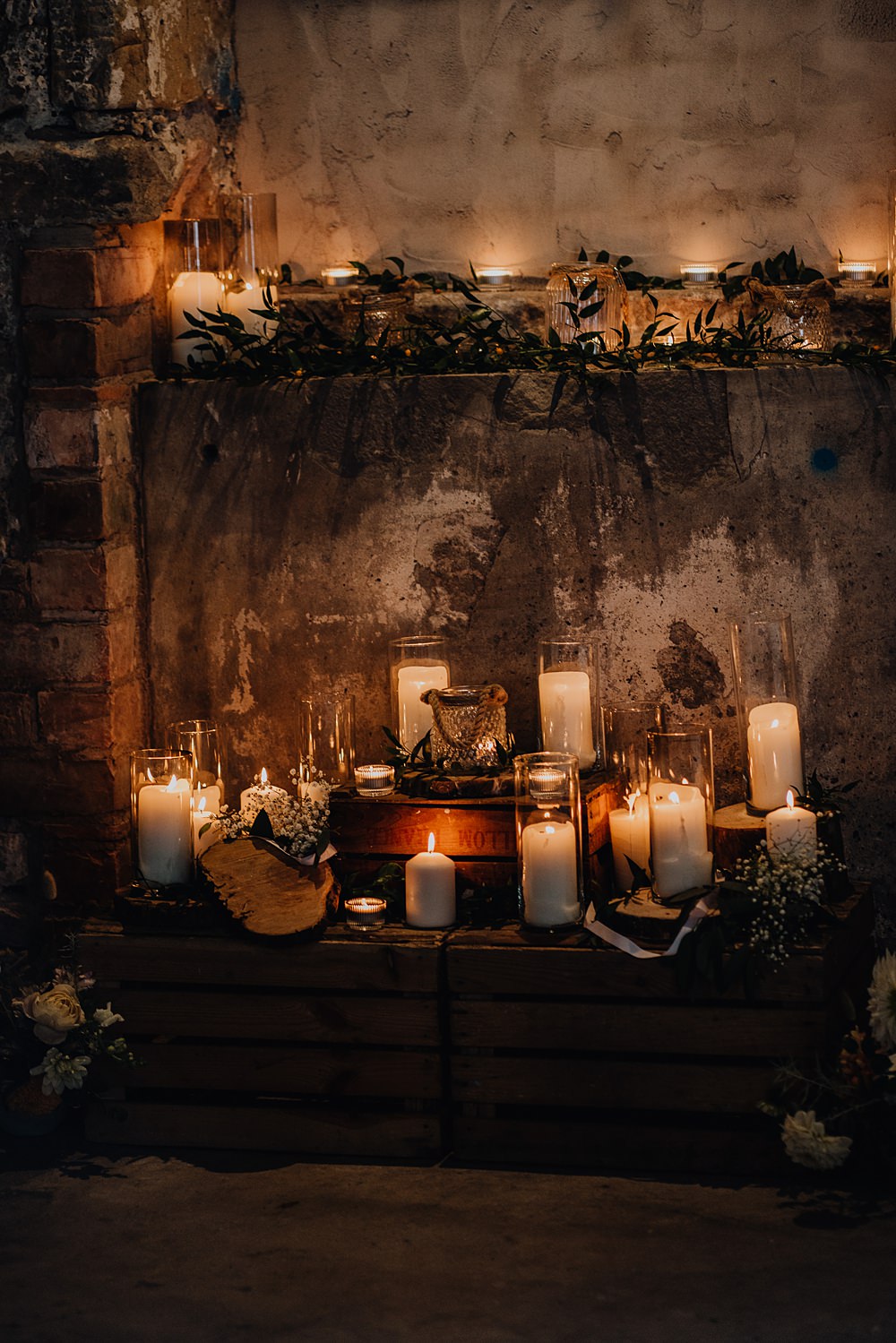 Fireplace Candles Decor Falside Mill Wedding Martin Venherm Photography