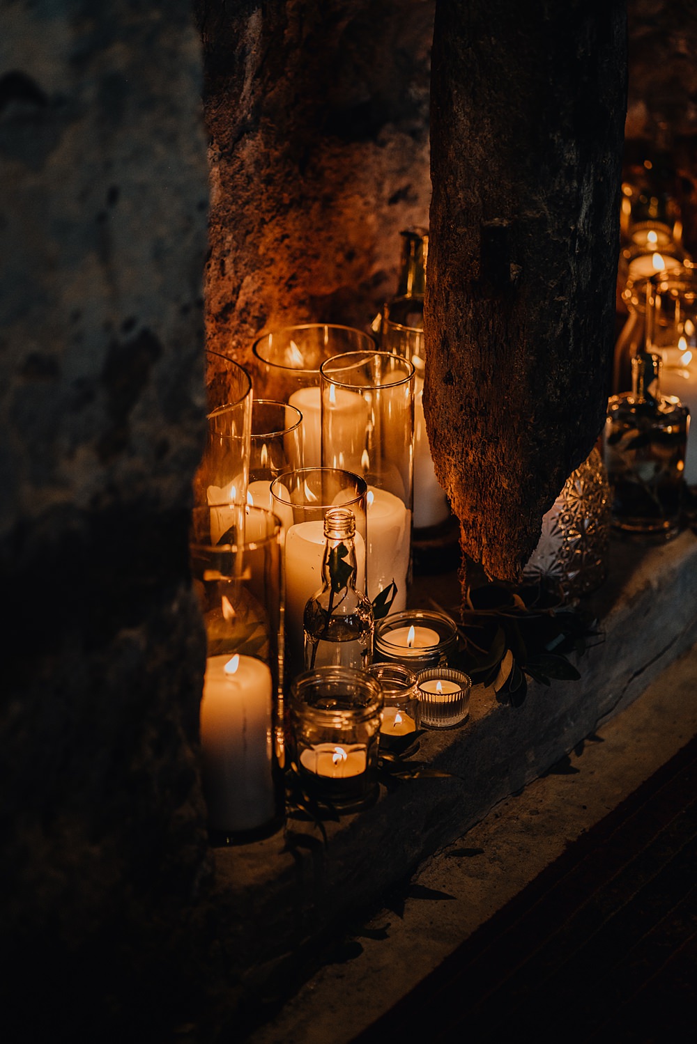 Fireplace Candles Decor Falside Mill Wedding Martin Venherm Photography