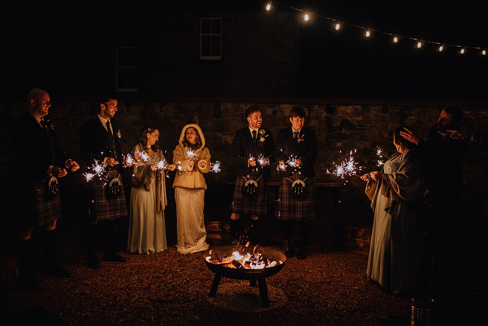 Sparklers Firepit Falside Mill Wedding Martin Venherm Photography