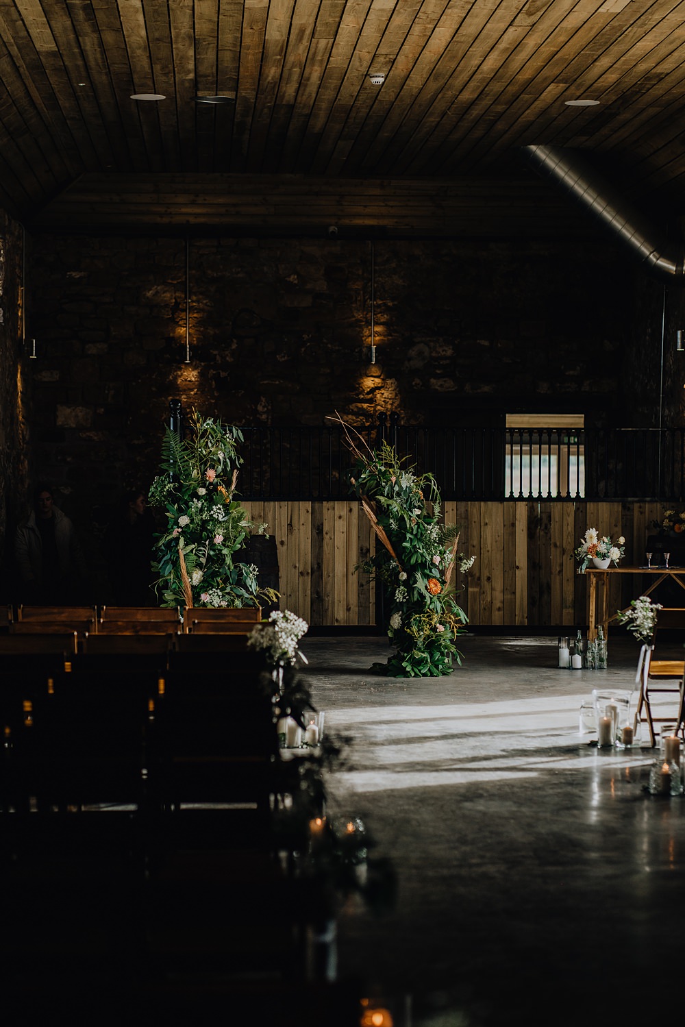Aisle Ceremony Flowers Arch Installation Falside Mill Wedding Martin Venherm Photography