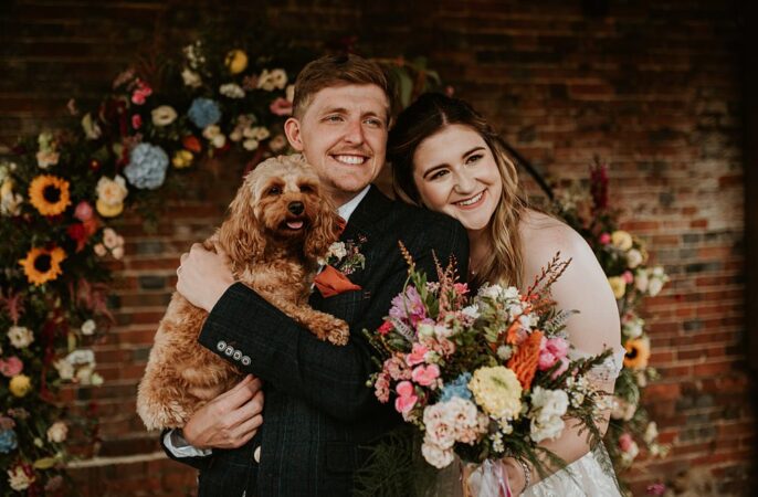 Farmhouse Redcoats Wedding Bubear Photography Pet Dog Flowers
