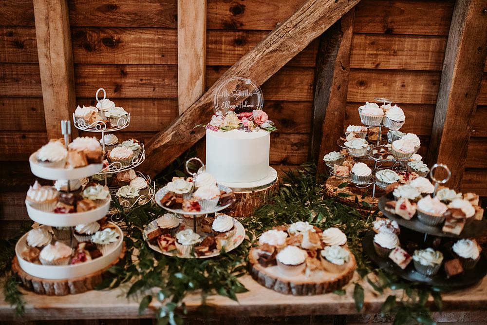 Cake Dessert Table Farmhouse Redcoats Wedding Bubear Photography