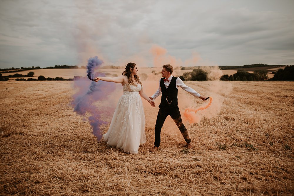 Farmhouse Redcoats Wedding Bubear Photography Smoke Flare Photos