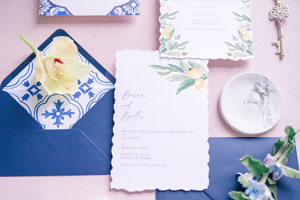 Italian Wedding Ideas Paige Mary Photography Blue Lemon Yellow Stationery Invite