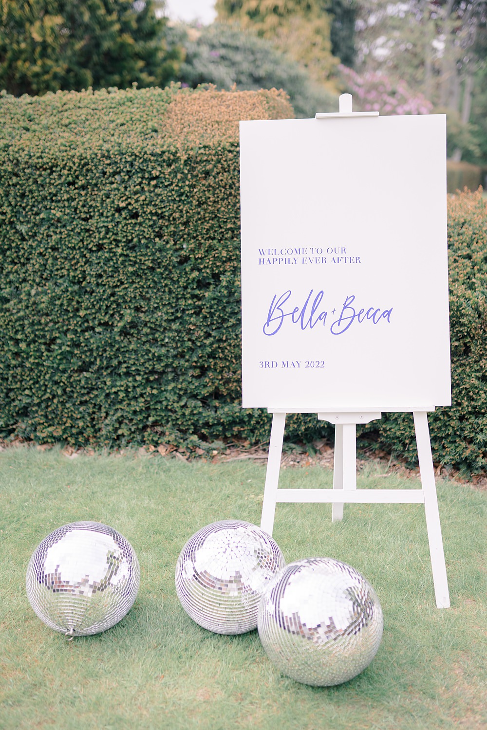 Welcome Sign Simple Disco Ball Italian Wedding Ideas Paige Mary Photography