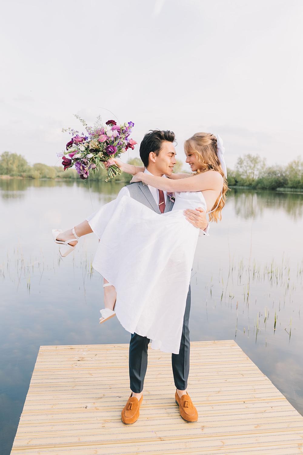 Dress Gown Bride Bridal Tea Length Strappy Lakeside Wild Berry Farm Wedding Love and Life Studio