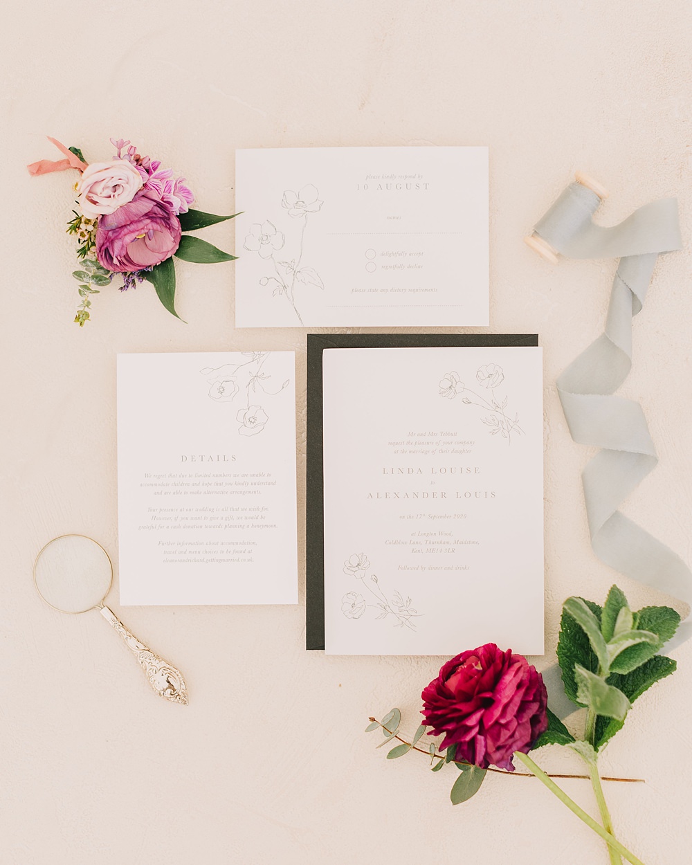 Simple Calligraphy Stationery ModernLakeside Wild Berry Farm Wedding Love and Life Studio