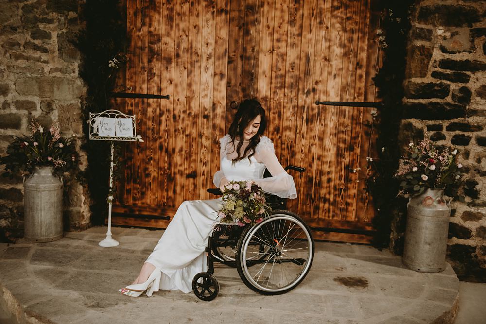 Bride Long Sleeve Dress Gown Wheelchair Little Seed Field Wedding Louise Pollitt Photography