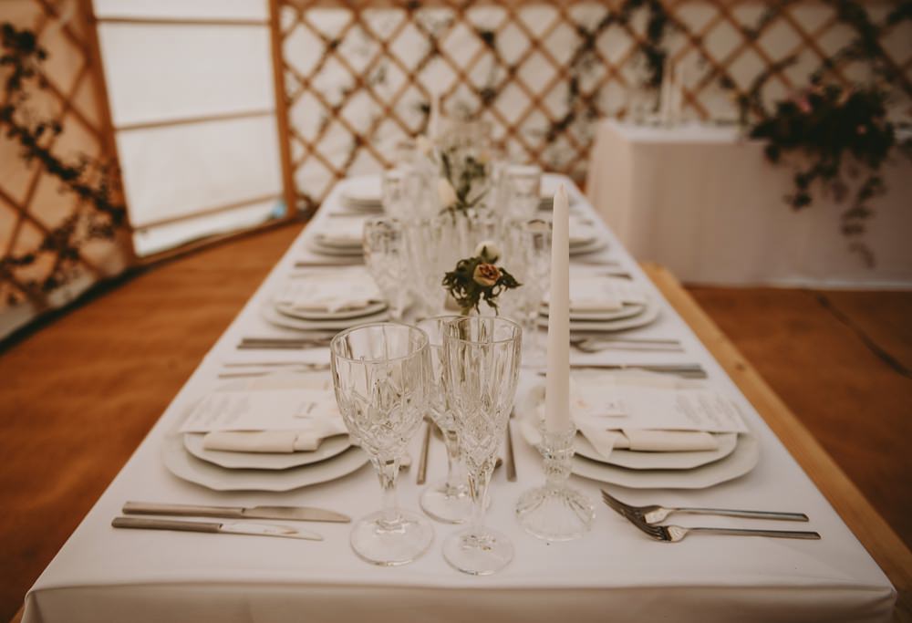Simple White Table Decor Candles Little Seed Field Wedding Louise Pollitt Photography