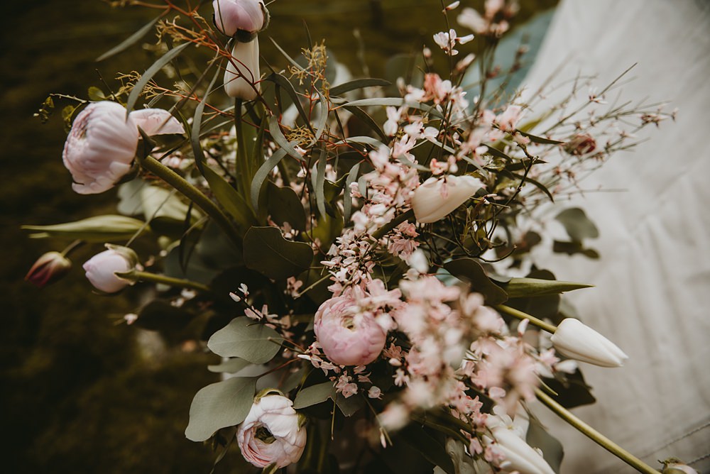 Flowers Greenery Tulip Protea Pink Little Seed Field Wedding Louise Pollitt Photography