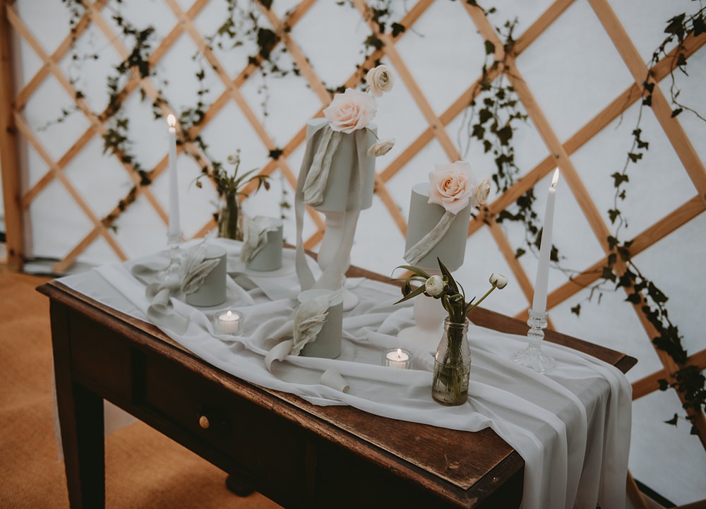 Cake Table Single Tier Grey Pink Flowers Little Seed Field Wedding Louise Pollitt Photography