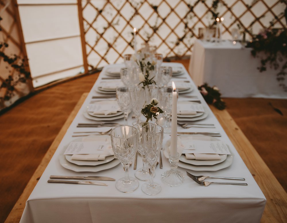 Simple White Table Decor Candles Little Seed Field Wedding Louise Pollitt Photography