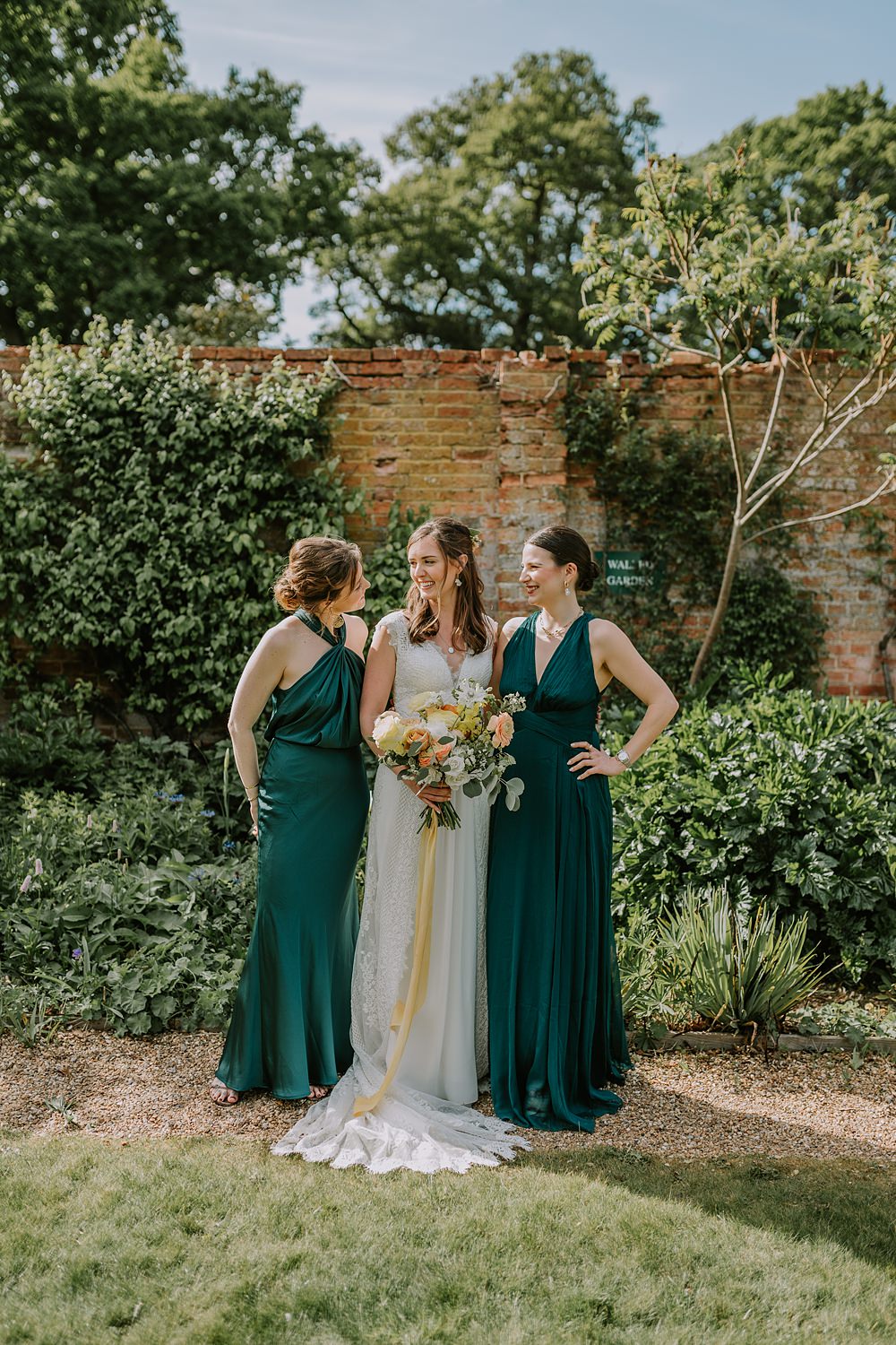 Long Emerald Green Bridesmaids Dresses Northbrook Park Wedding Lucy Dracott Photography