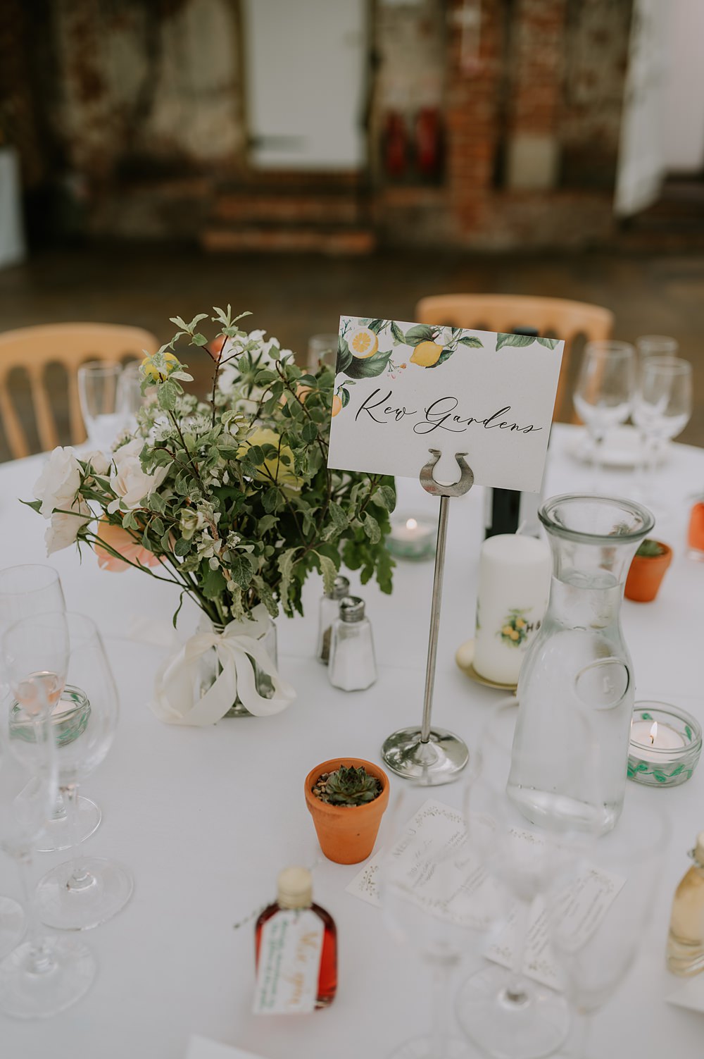 Centrepice Flowers Floral Table Name Northbrook Park Wedding Lucy Dracott Photography