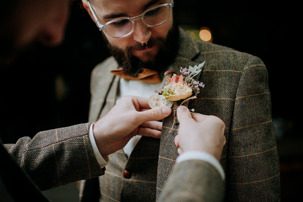 Groom Buttonhole Pampas Grass Barn Wedding Kazooieloki
