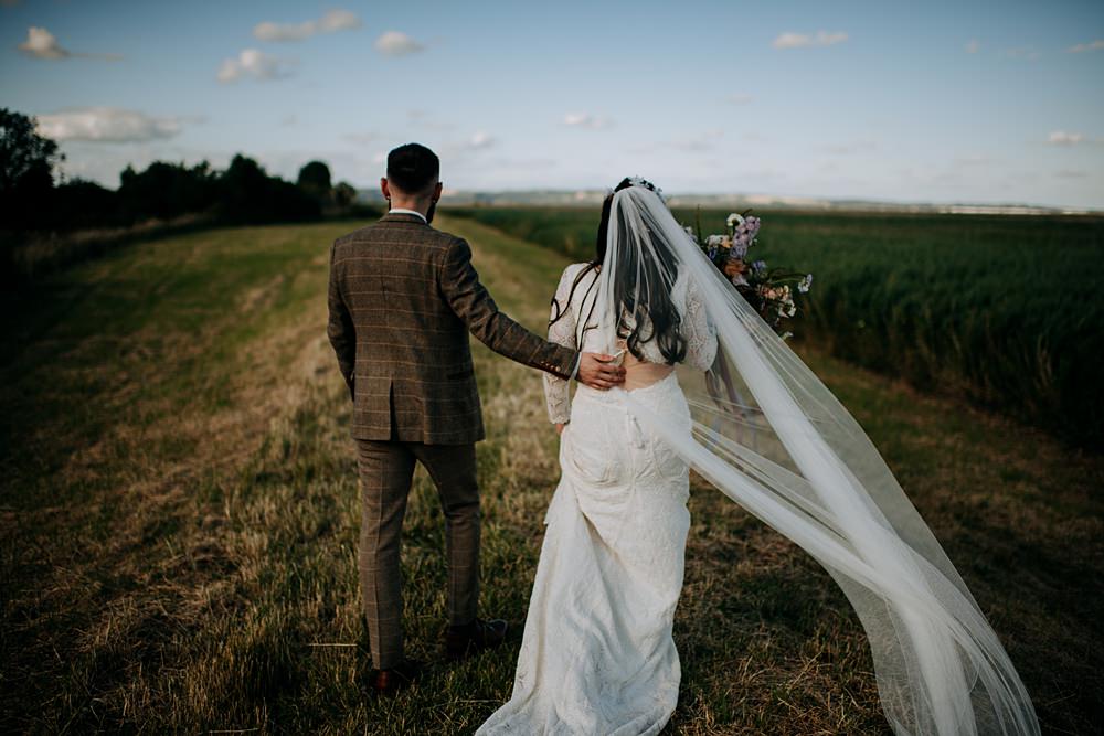 Dress Gown Bride Bridal Boho Lace Daughters of Simone Pampas Grass Barn Wedding Kazooieloki