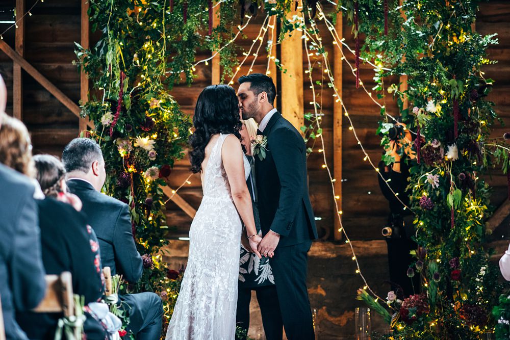 Red Greenery Wedding Three Flowers Photography