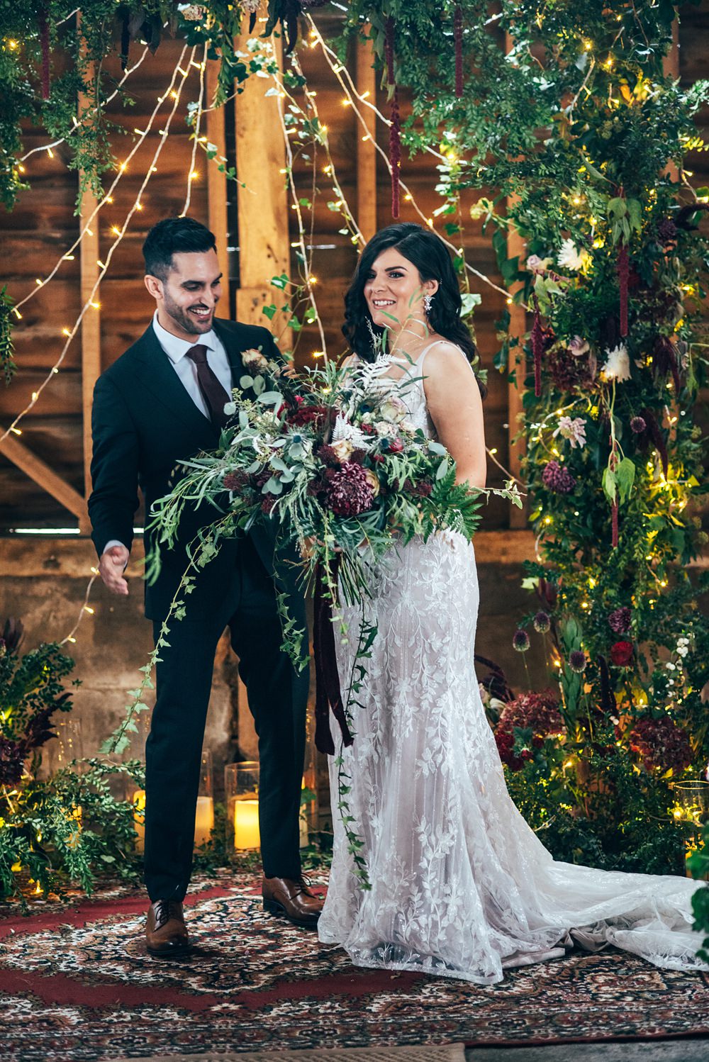 Ceremony Flowers Aisle Greenery Arch Red Greenery Wedding Three Flowers Photography
